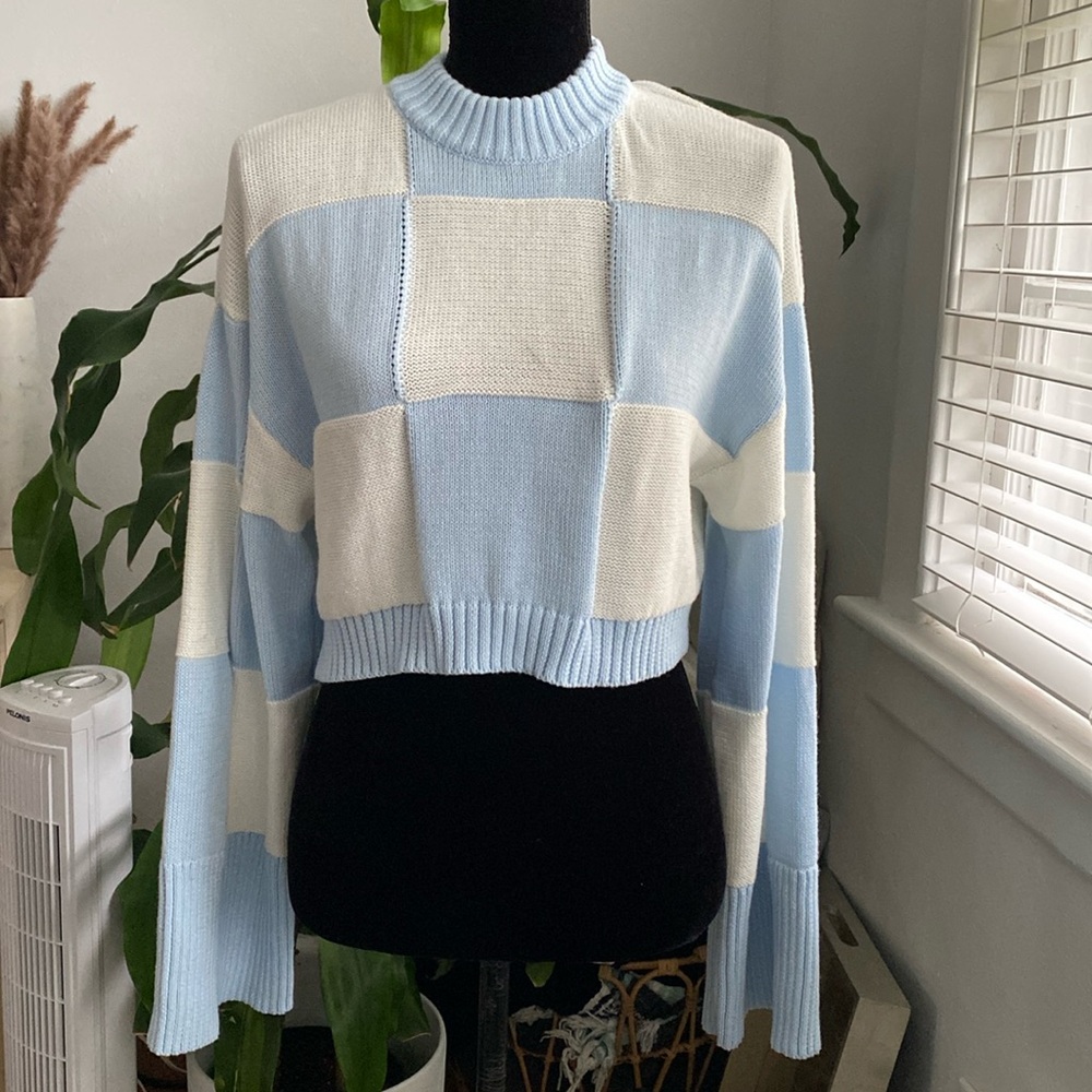 Monki checkered crop sweater